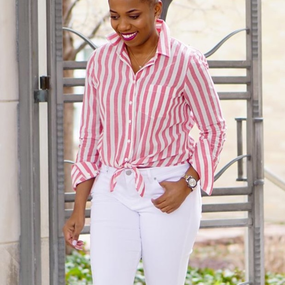 J. Crew Tie waist linen button down shirt - Picture 2 of 7